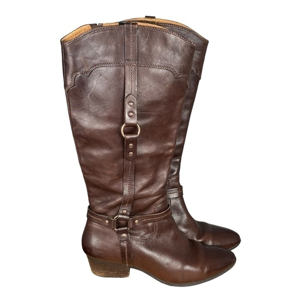 Söfft Brown Leather Tall Riding Boots Sz 9.5W – Side Buckle Detail Western Style - Picture 2 of 16